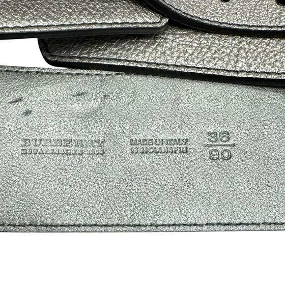 BURBERRY GUNMETAL PEWTER LEATHER WIDE WAIST BELT WITH PLEATED RUFFLES - Picture 10 of 16